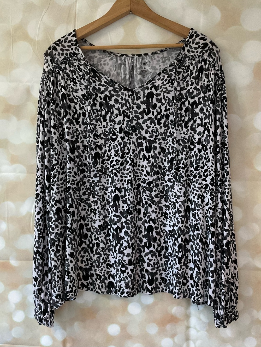 Evri Black & White Animal Print Blouse